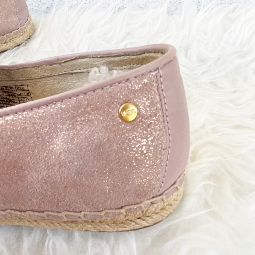 UGG Sandrinne II Espadrille Loafers Metallic Rose Pink 10